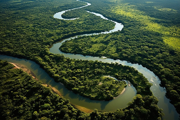 Vista aérea da ia generativa da floresta amazônica