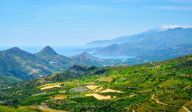 Vista aérea da ilha de Creta na Grécia