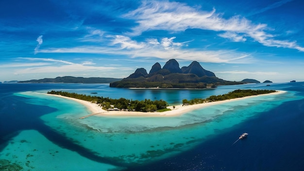 Vista aérea da ilha de Koh Nangyuan, em Surat Thani, na Tailândia