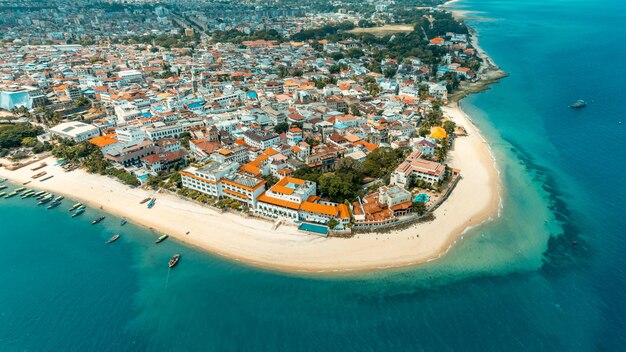 Foto vista aérea da ilha de zanzibar