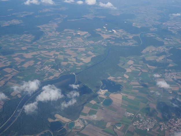 Vista aérea da paisagem alemã