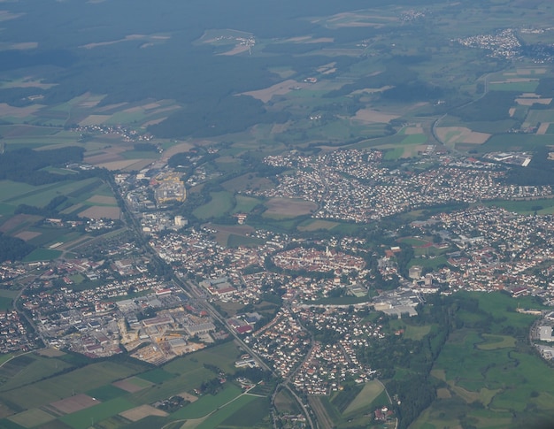 Vista aérea da paisagem alemã