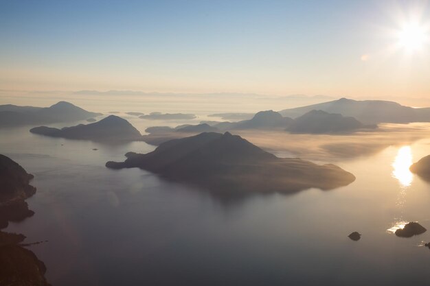 Vista aérea da paisagem de Howe Sound