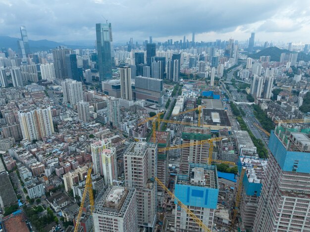 Foto vista aérea da paisagem na cidade de shenzhen, na china