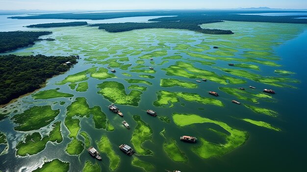 Vista aérea da pitoresca aldeia de pescadores de Ben Nom