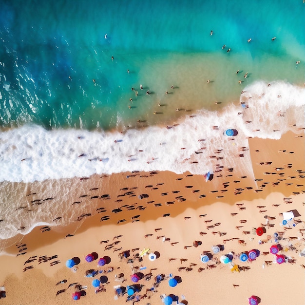 vista aérea da praia e mar no verão