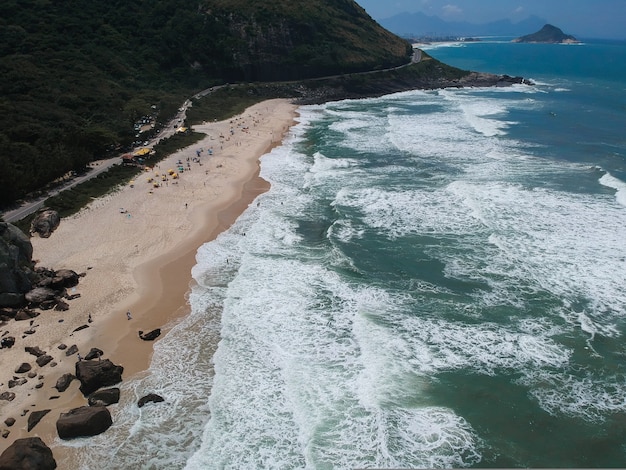 Vista aérea da Prainha, Rio de Janeiro, Brasil. Foto do drone.