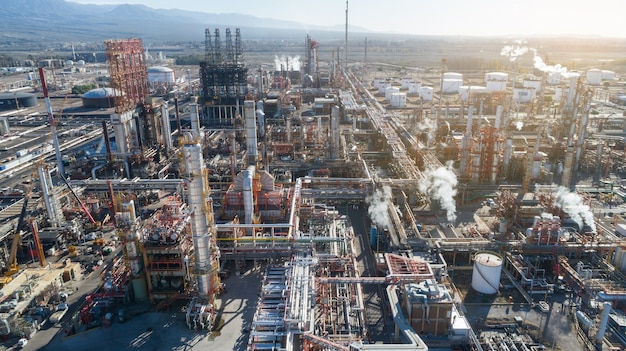 Vista aérea da refinaria de petróleo da refinaria da fábrica da refinaria