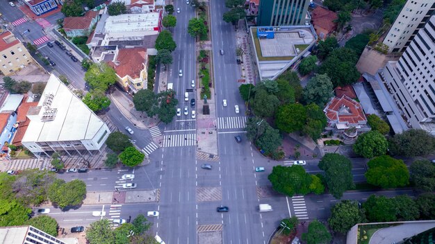 Vista aérea da região central de Belo Horizonte Minas Gerais Brasil Edifícios comerciais na Avenida Afonso Pena