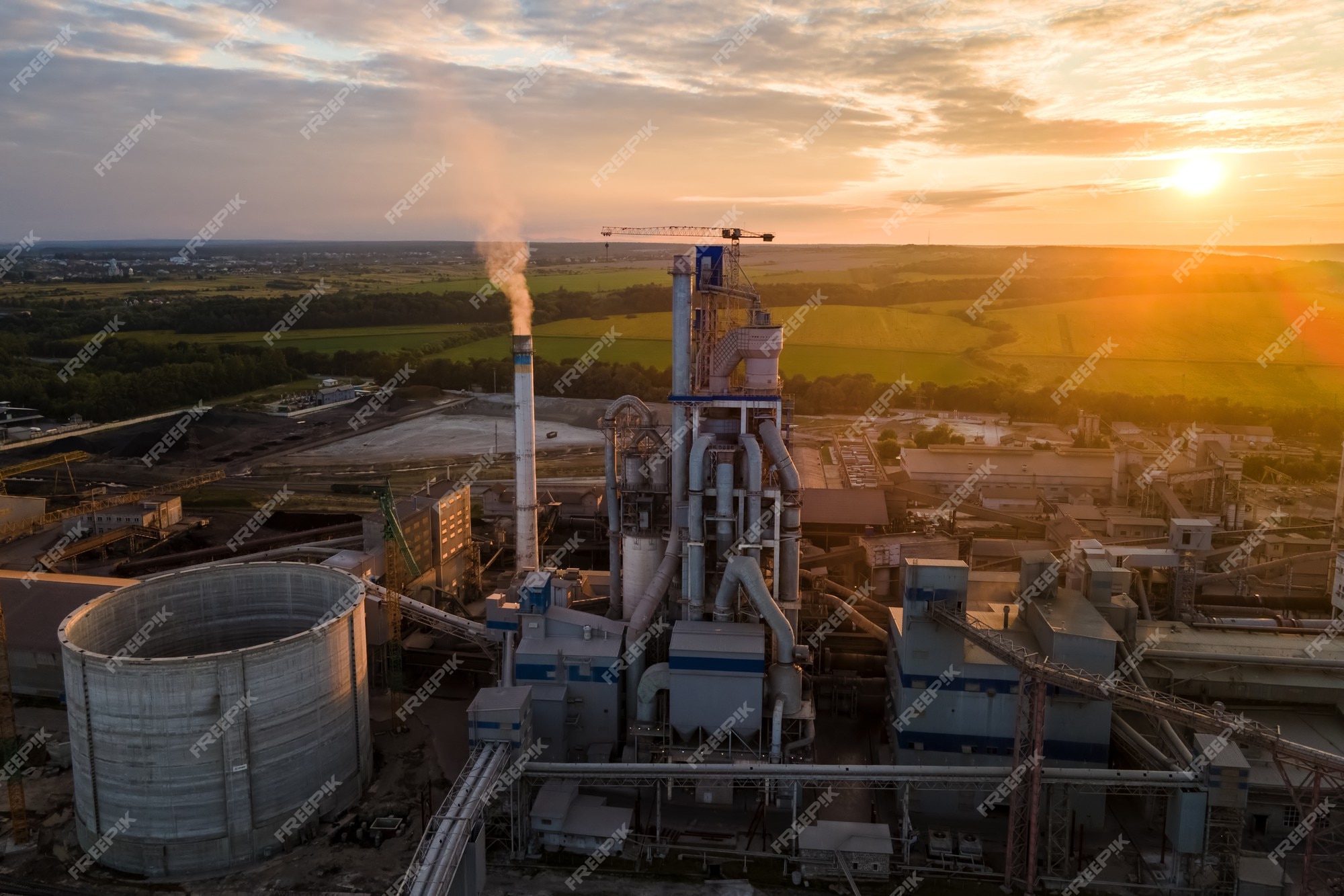 Vista aérea da fábrica Tata Steel com chaminés fumegantes na