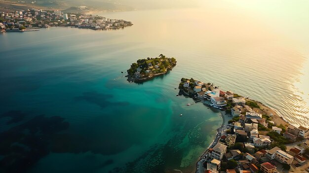 Vista aérea das Ilhas Ksamil ao longo da costa em Saranda Vlore Albânia Generative AI