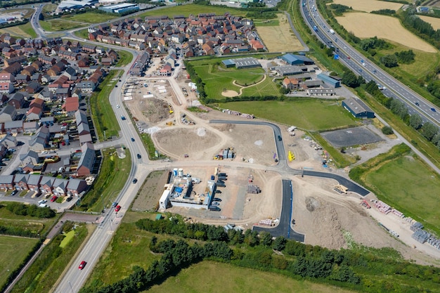 Vista aérea das novas casas em Bridgwater, Somerset, Reino Unido