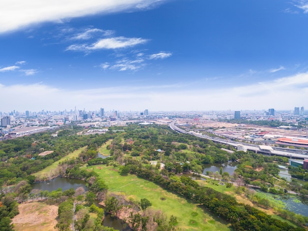 Vista aérea, de, bangkok, jardins