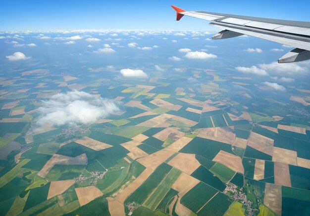 Vista aérea de campos verdes