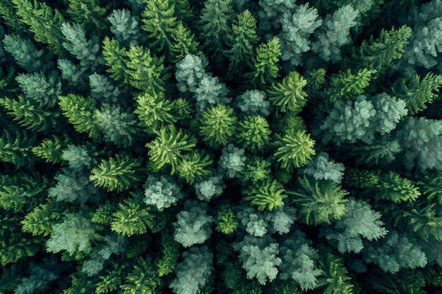 Vista aérea de cima de árvores verdes de verão na floresta na Finlândia rural