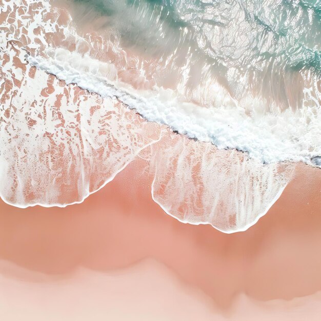 Foto vista aérea de cima de uma bela praia tropical de areia branca com espuma de onda e ia generativa transparente