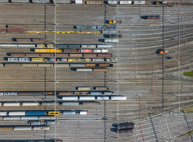 Foto vista aérea de comboios de mercadorias