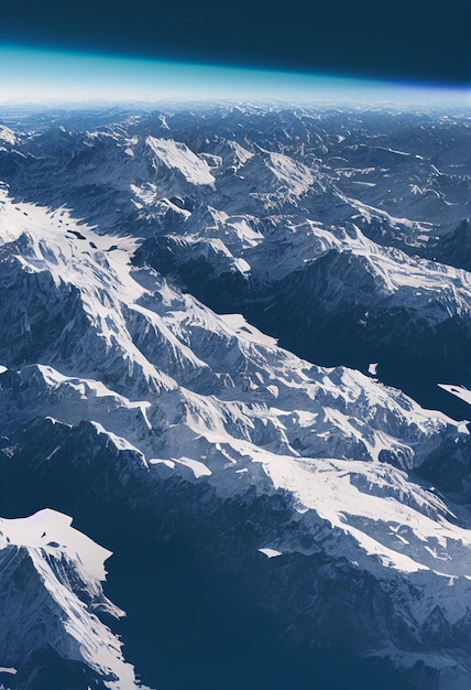 Vista aérea de drones da cordilheira dos alpes suíços com picos cobertos de neve no inverno