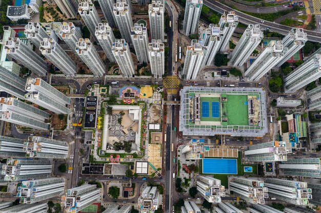 Foto vista aérea de edifícios modernos na cidade