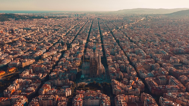 Foto vista aérea de edifícios na cidade