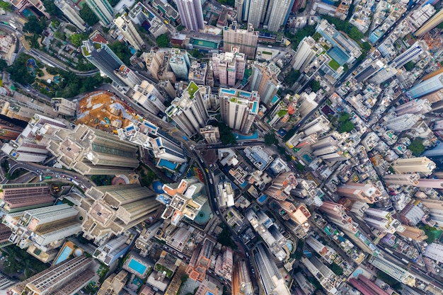 Vista aérea de edifícios na cidade