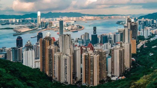 Foto vista aérea de hong kong