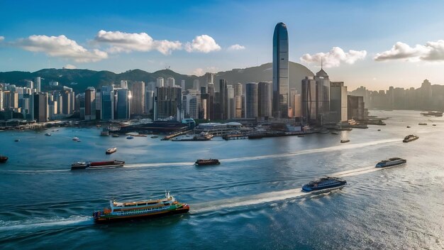 Foto vista aérea de hong kong