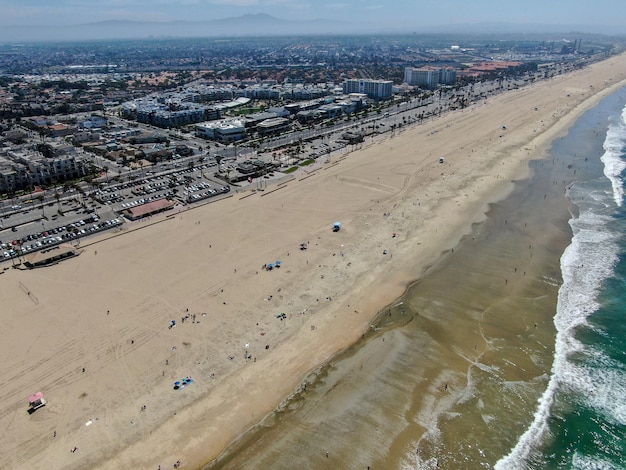 Vista aérea de huntington beach sudeste de los angeles califórnia