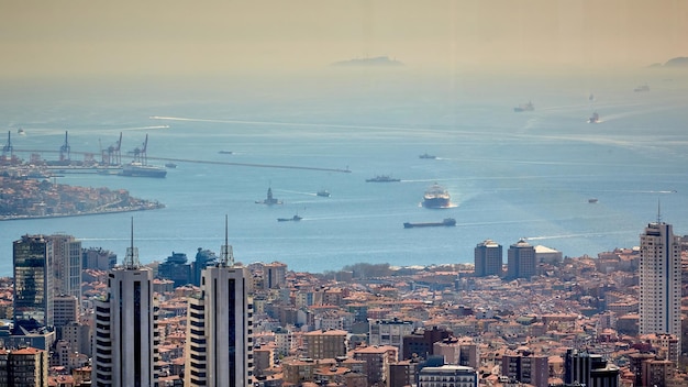 Vista aérea de Istambul e Bósforo