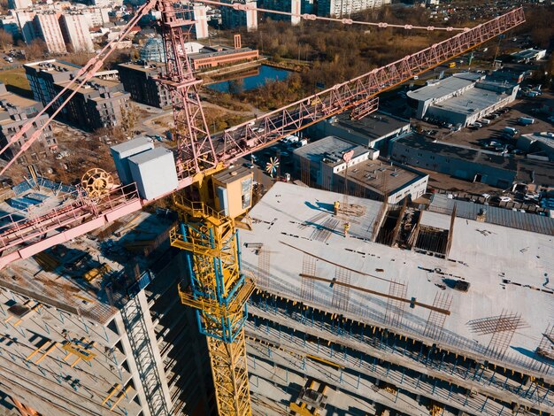 Vista aérea, de, local construção