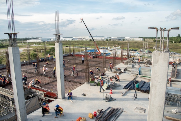 Vista aérea, de, local construção