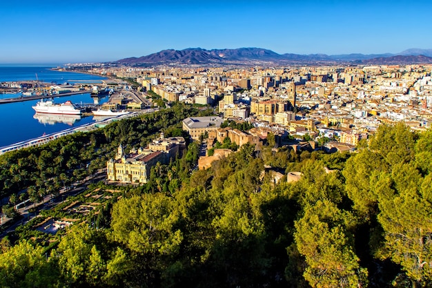 Vista aérea de Málaga, Andaluzia, Espanha