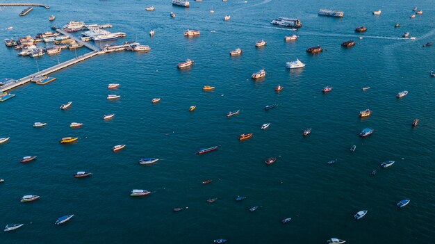 Vista aérea, de, mar, em, pattaya, tailandia