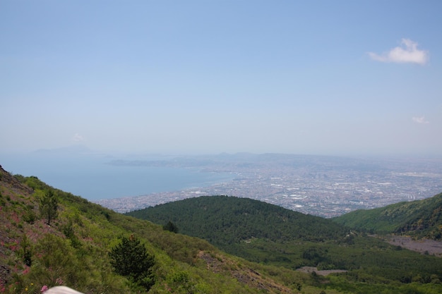 Vista aérea de Nápoles do Vesúvio