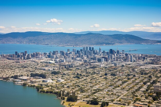 Vista aérea de Oakland e da área da Baía de São Francisco do sudeste