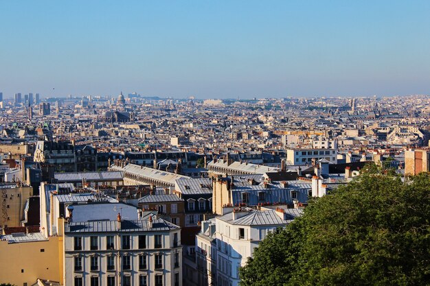 Vista aérea de Paris do Butte Montmartre, França.