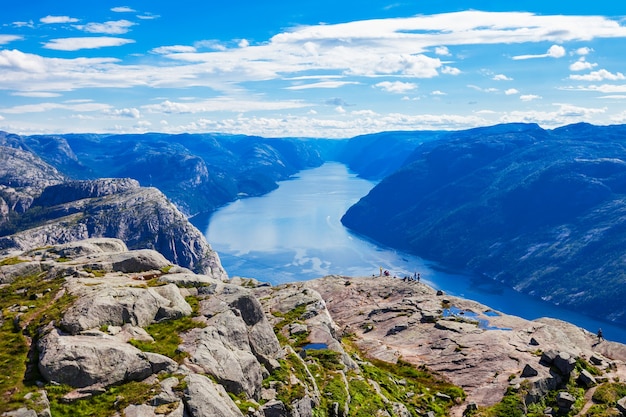 Vista aérea de preikestolen ou prekestolen ou pulpit rock, noruega