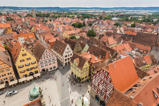 Vista aérea, de, rothenburg ob der tauber