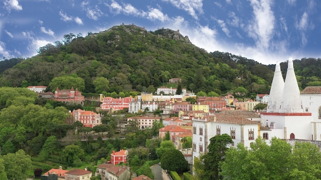 Vista aérea de sintra, Portugal com o Palácio Nacional