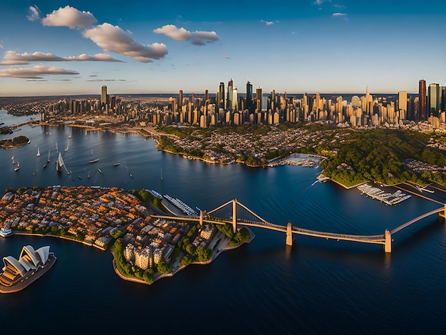 Vista aérea de Sydney Austrália Drone tiro Panorama Ai gerado