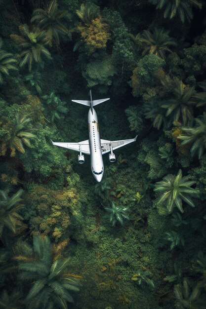 Foto vista aérea de um avião sobre a floresta