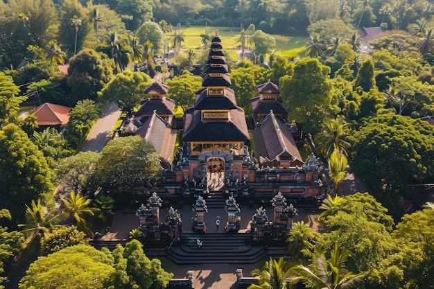 Vista aérea de um belo templo hindu