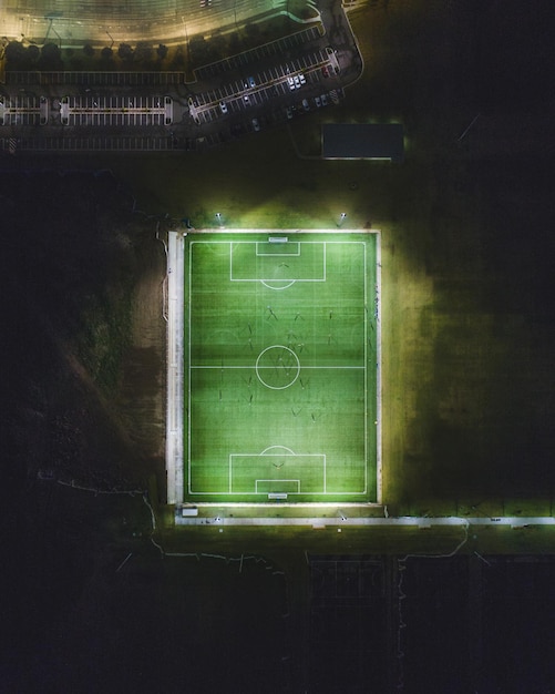 Foto vista aérea de um campo de futebol