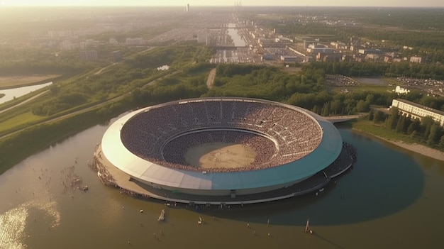 Foto vista aérea de um estádio no brasil