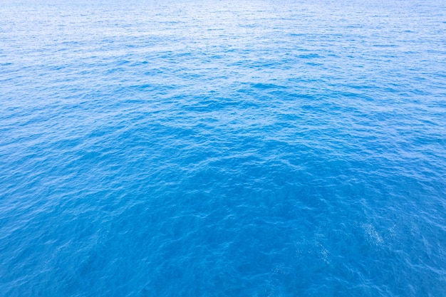 Vista aérea de um fundo de água do mar azul e reflexões do sol Vista aérea de drone voando e nuvens de sombra na superfície do mar textura da água no oceano Fotografia aérea Vista aérea do mar