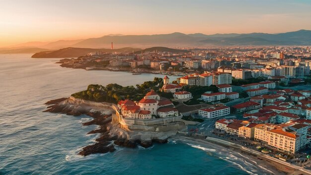 Foto vista aérea de uma cidade na costa da turquia