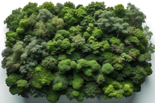 Vista aérea de uma floresta densa e verde Vista superior de uma Floresta densa