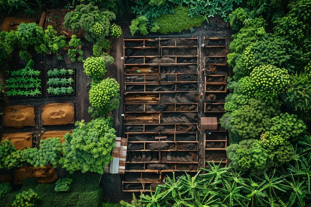 Vista aérea de uma instalação de compostagem em grande escala