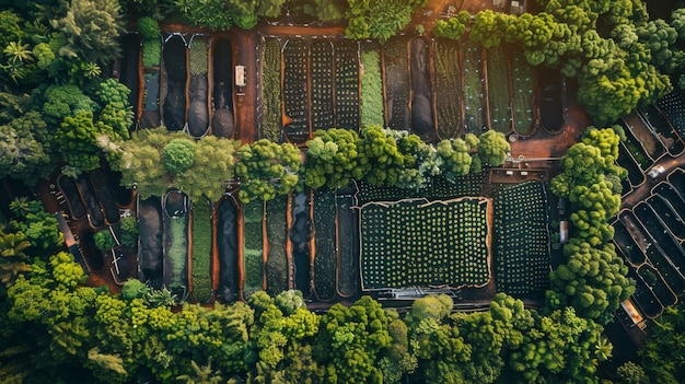 Vista aérea de uma instalação de compostagem em grande escala