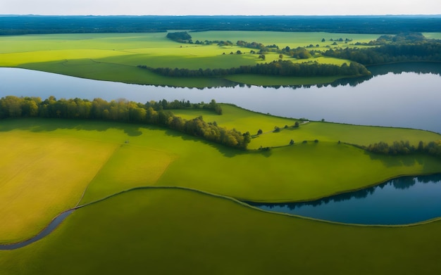 Vista aérea de uma paisagem gerada por ai